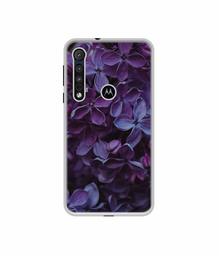 Amazon Brand - Solimo Designer Purple Flowers UV Printed Soft Back Case Mobile Cover for Motorola One Macro