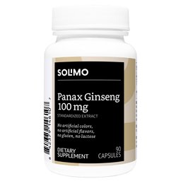 Amazon Brand - Solimo Panax Ginseng 100mg, 90 Capsules, Up to a Three Month Supply