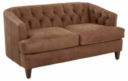 Amazon Brand – Stone & Beam Leila Tufted Leather Loveseat Sofa Couch, 69