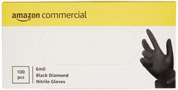 AmazonCommercial Guantes de nitrilo desechables, sin polvo, 6 mm (mils), negro, textura de diamante, tamaño EEG, 900 (10 cajas de 90)