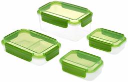 Amazon Brand - Solimo Rectangular Storage Container Set, 1.76 Litre, Set of 4, Green