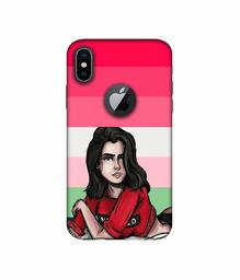 Amazon Brand - Solimo Designer Lady Vector with Line 3D Printed Hard Back Case Mobile Cover for Apple iPhone X (Logo Cut)