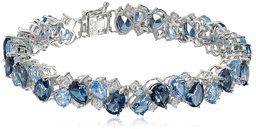 Sterling Silver Tonal Blue and White Topaz Bracelet, 7.25