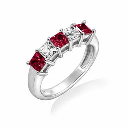 [Find] Amazon Collection Platinum Plated Sterling Silver kuriapurinsesukattokyu-bikkuzirukonia & Simulated Ruby 5 Stone Ring, Size 9 