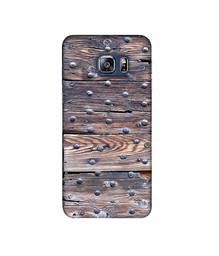 Amazon Brand - Solimo Designer Wooden Blocks Check 3D Printed Hard Back Case Mobile Cover for Samsung Galaxy S6 Edge Plus