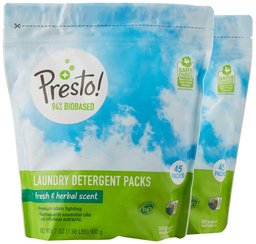 Amazon Brand - Presto! 94% Biobased Laundry Detergent Packs, Fresh & Herbal Scent, 90 Loads (2-pack, 45 each)