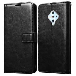 Amazon Brand - Solimo Flip Leather Mobile Cover (Soft & Flexible Back case) for Vivo S1 / Vivo Z1x (Black)