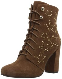 The Fix Sheena Lace-up Bootie with Studded Star Embellishment Fashion, Bourbon Suede, 8.5 M US