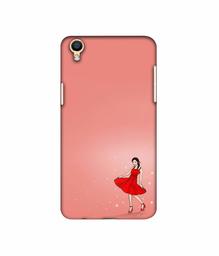 Amazon Brand - Solimo Designer Red Dress Lady 3D Printed Hard Back Case Mobile Cover for Oppo F1 Plus