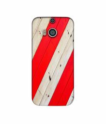 Amazon Brand - Solimo Designer Red and Cream Color Wood 3D Printed Hard Back Case Mobile Cover for HTC One M8