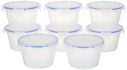 Amazon Brand - Solimo Plastic Kitchen Storage Container Set, 750ml, 8-Pieces, Blue