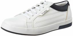 Amazon Brand - Symbol Men's White/Black PU Sneakers-9 UK (43 EU) (10 US) (AZ-SY-408)