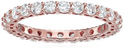 Amazon CollectionRose Gold-Plated Sterling Silver Swarovski Zirconia Round All-Around Ring, Size 8