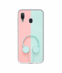 Amazon Brand - Solimo Designer Head Phone UV Printed Soft Back Case Mobile Cover for Samsung Galaxy A30