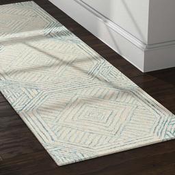 Rivet Contemporary Geometric Wool Runner Hallway Rug