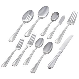 AmazonBasics Stone & Beam 65-Piece Flatware Set, Service for 12 - Royal Trim