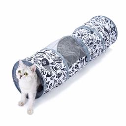 [Amazonブランド] Umi.(ウミ) 猫トンネル ネコのおもちゃ キャットトンネル 猫用品 魚柄 折り畳み おしゃれ 長い