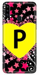 Amazon Brand - Solimo Designer Heart Pattern Alphabet-P 3D Printed Hard Back Case Mobile Cover for Samsung Galaxy A20s