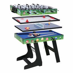 UMI Mesa Multijuegos Plegable 4 en 1 Mesa de Billar, Ping Pong, Hockey y Futbolín Buen Regalo para Las Fiestas Juegos Entre Familia y Amigos