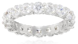 Amazon CollectionPlatinum-Plated Sterling Silver Swarovski Zirconia (3 cttw) All-Around Eternity Ring, Size 7