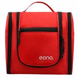 Eono Essentials Grand Hommes et Femmes Cosmétique Sac pour Maquillage, Cosmétique, Rasage, Accessoires de Voyage, Articles Personnels - Kit de Toilette à accrocher Maquillage Organisateur Rouge