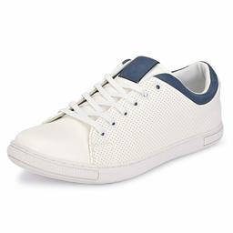 Klepe Men's White/Blue Sneakers-8 UK (42 EU) (9 US) (FTK/112203/WHT)