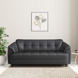 Amazon Brand - Solimo Newport Leatherette 3 Seater Sofa (Black)