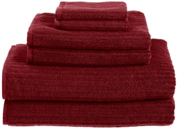 Pinzon 650-Gram Textured Cotton 6-Piece Towel Set, Crimson