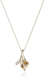 10k Yellow Gold Calla Lily Diamond Pendant Necklace ( .053 cttw, I-J Color, I2-I3 Clarity)