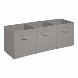 Amazon Brand - Solimo Foldable Storage Cubes, Set of 3, Grey