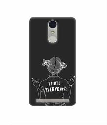 Amazon Brand - Solimo Designer I Hate Everyone 3D Printed Hard Back Case Mobile Cover for Lenovo K5 Note