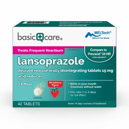 Amazon Basic Care Lansoprazole Delayed Release Orally Disintegrating Tablets 15 mg, Acid Reducer, Strawberry Flavor, 42 Count