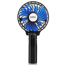 UMI Portable Battery Operated Fan with Two 2200mAh Batteries, Personal Handheld Fan with Folding Design, Compact and Mini Size for Travel & Camping, Strong Wind with 3 Settings