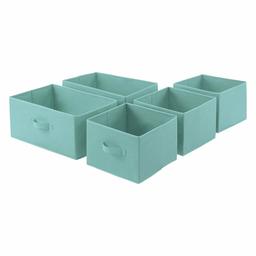 AmazonBasics Extra Wide Fabric 5-Drawer Storage Organizer - Replacement Drawers, Mint Green (Renewed)