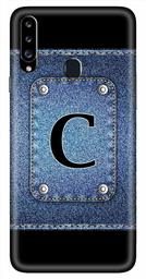 Amazon Brand - Solimo Designer Button Jeans Alphabet-C 3D Printed Hard Back Case Mobile Cover for Samsung Galaxy A20s