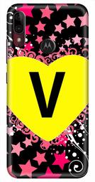 Amazon Brand - Solimo Designer Heart Pattern Alphabet-V 3D Printed Hard Back Case Mobile Cover for Motorola Moto E6s / Motorola Moto E6 Plus