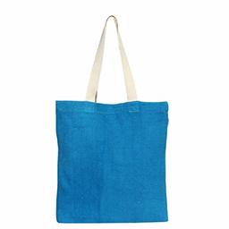 EONO Tote Bags Reusable Shopping Bag Eco-Friendly Recycled Cotton Fabric Handbag Grocery Shoulder Plain Canvas Tote Bags for Women, Men, Girls - Blue | 0415