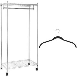 AmazonBasics Garment Rack and Velvet Shirt/Dress Hangers (50-Pack)