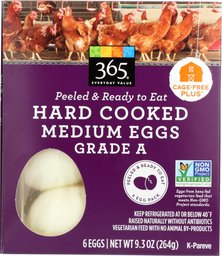 365 Everyday Value, Hard Cooked Medium Grade A Eggs, 6 ct