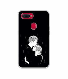 Amazon Brand - Solimo Designer Couples Standing in Rain UV Printed Soft Back Case Mobile Cover for Oppo F9 Pro