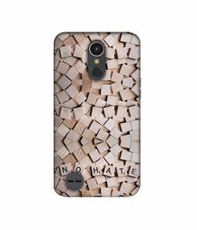 Amazon Brand - Solimo Designer No Hate On Wooden Block 3D Printed Hard Back Case Mobile Cover for LG K10 (2017)