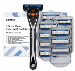 Amazon Brand - Solimo Male 5 blade men's razor with 16 cartridges