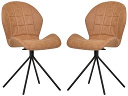 Amazon Brand – Rivet Rachel Set of 2 Space-Age Mid-Century Modern Swivel Dining Room Kitchen Desk Chairs, 35.2 Inch Height, Synthetic Leather, Light Brown