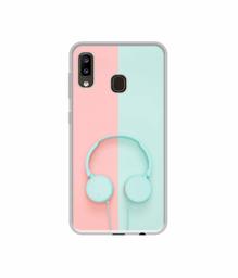 Amazon Brand - Solimo Designer Head Phone UV Printed Soft Back Case Mobile Cover for Samsung Galaxy A20