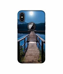 Amazon Brand - Solimo Designer Wooden Beach 3D Printed Hard Back Case Mobile Cover for Apple iPhone X (Logo Cut)