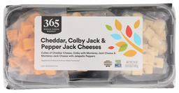 365 by Whole Foods Market, Cheese Cube Platter (Cheddar, Colby Jack &Monterey Jack Cheese with Jalapeno Peppers), 24 Ounce