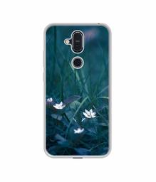 Amazon Brand - Solimo Designer White Flower UV Printed Soft Back Case Mobile Cover for Nokia 8.1