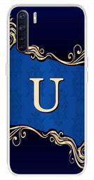 Amazon Brand - Solimo Designer Multicolor Blue Pattern Alphabet-U Printed Soft Back Case Mobile Cover for Oppo F15