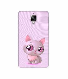 Amazon Brand - Solimo Designer Cute Pink Cat 3D Printed Hard Back Case Mobile Cover for OnePlus 3 / OnePlus 3T