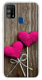 Amazon Brand - Solimo Designer Multicolor Heart Wooden Design Printed Soft Back Case Mobile Cover for Samsung Galaxy M31